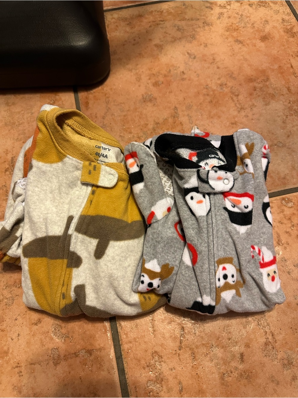 Carter's Christmas Mugs & Acorn Fleece Footed Sleepers (2)